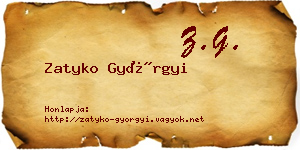 Zatyko Györgyi névjegykártya