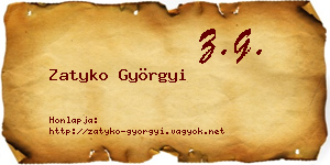 Zatyko Györgyi névjegykártya